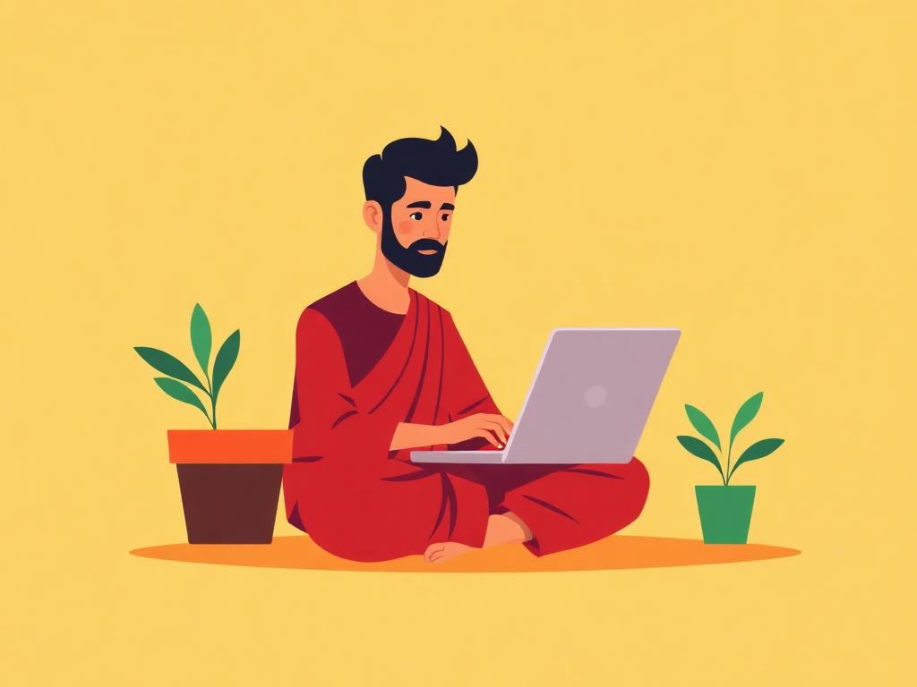 Seller creating an online store on a laptop